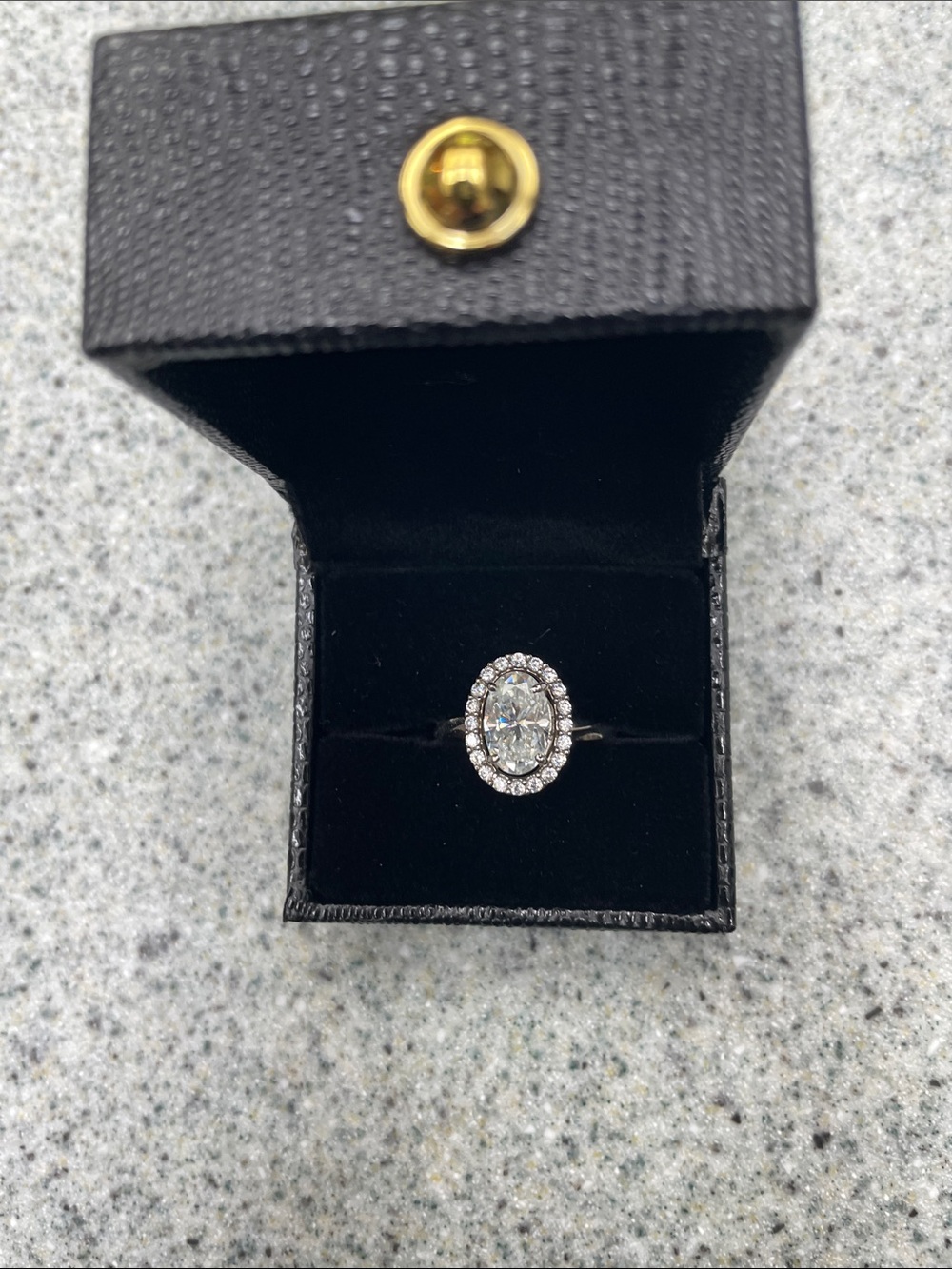 Oval Halo moissanite Engagement Ring in Silver